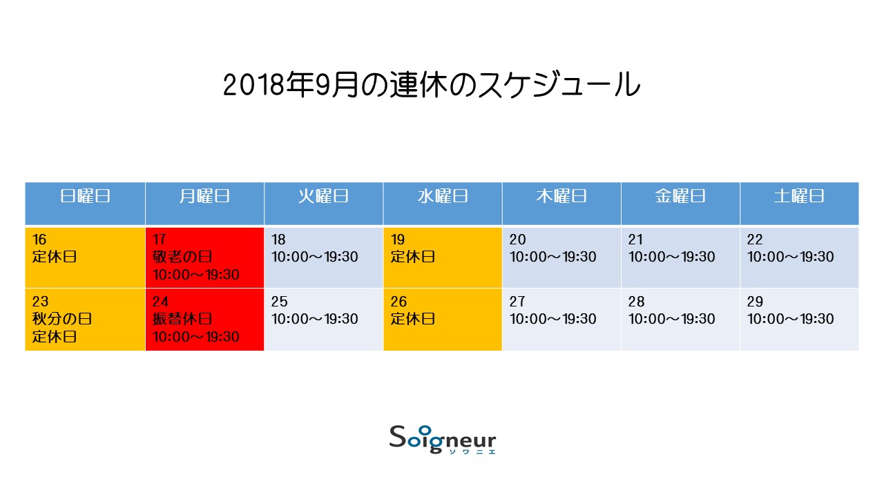 「敬老の日」もオープンします