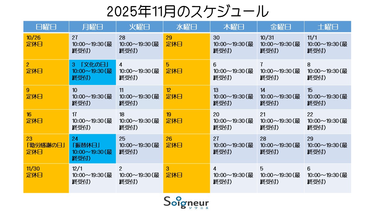 2025年11月のスケジュール